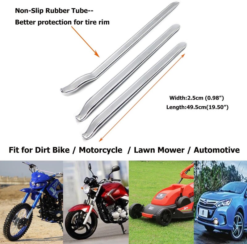 Dr.Roc 3 x 19.5 inch Staight and Curved Tire Irons Tire Levers TR413 Valve Stem Set Tire Tool Motorcycle Dirt Bike Lawn Mower ATV Tire Changing Tool for Tire Charger Machine - Image 3